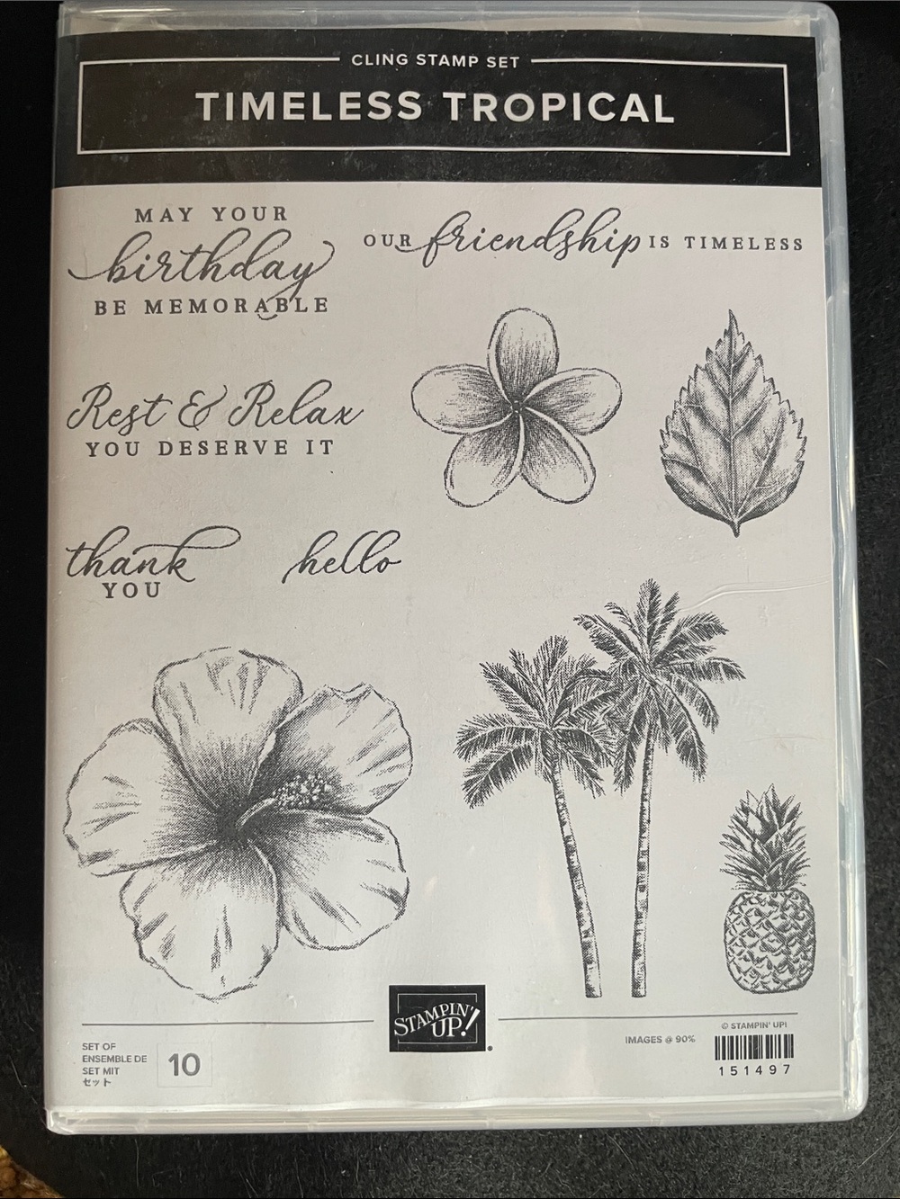 Stampin' Up! Timeless Tropical Black & White Cling Stamp Set